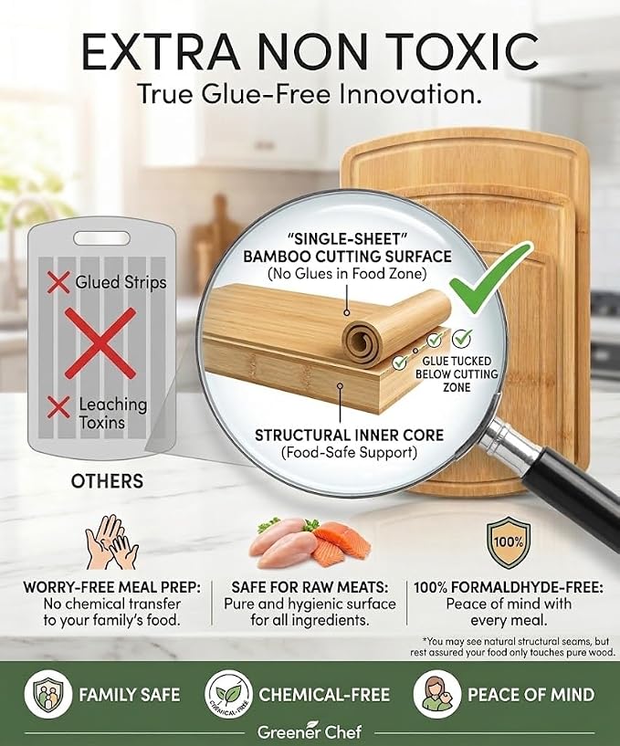 Greener Chef Luxury Bamboo Cutting Board Set of 3 - Image 2