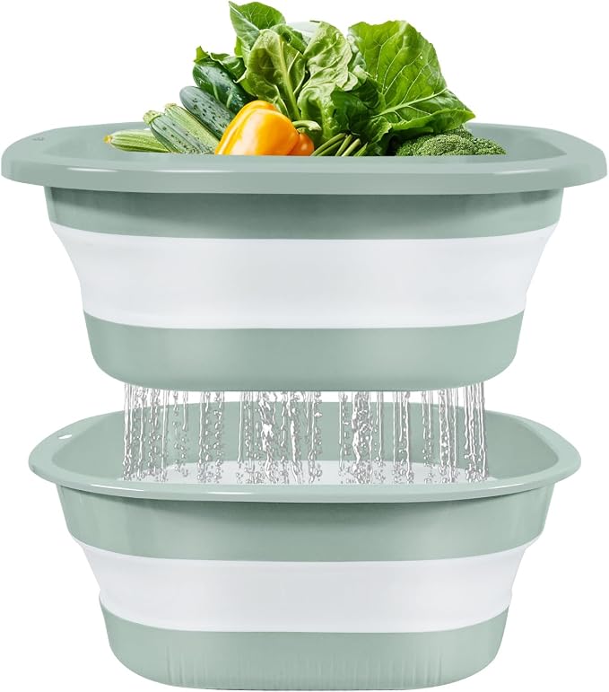 Collapsible Colander and Sink Basin Set - 2 in 1 Collapsible Colander Strainer by Unknown