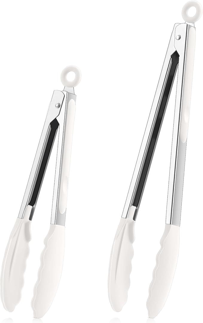 TeamFar Kitchen Tongs, Heat Resistant Silicone Tongs, Locking Design & by TeamFar