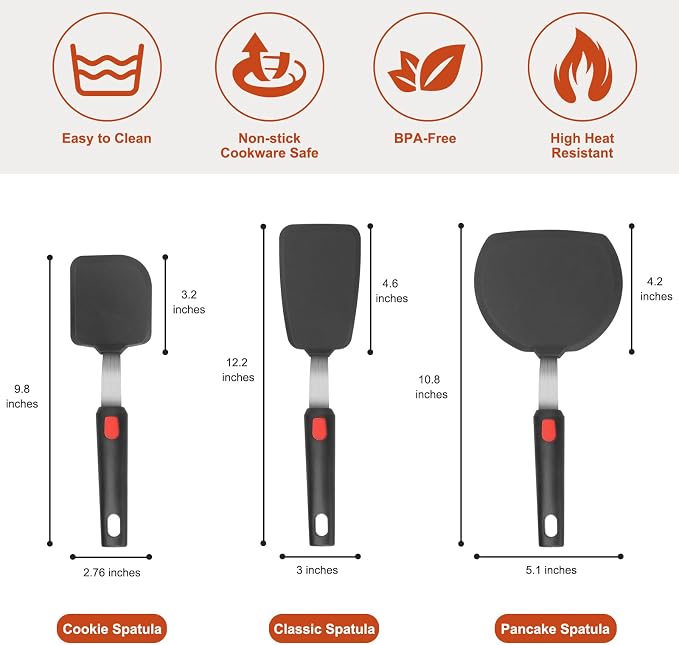 Hotec Silicone Spatula Turner for Nonstick Cookware, Cooking Spatulas 600°F - Image 2