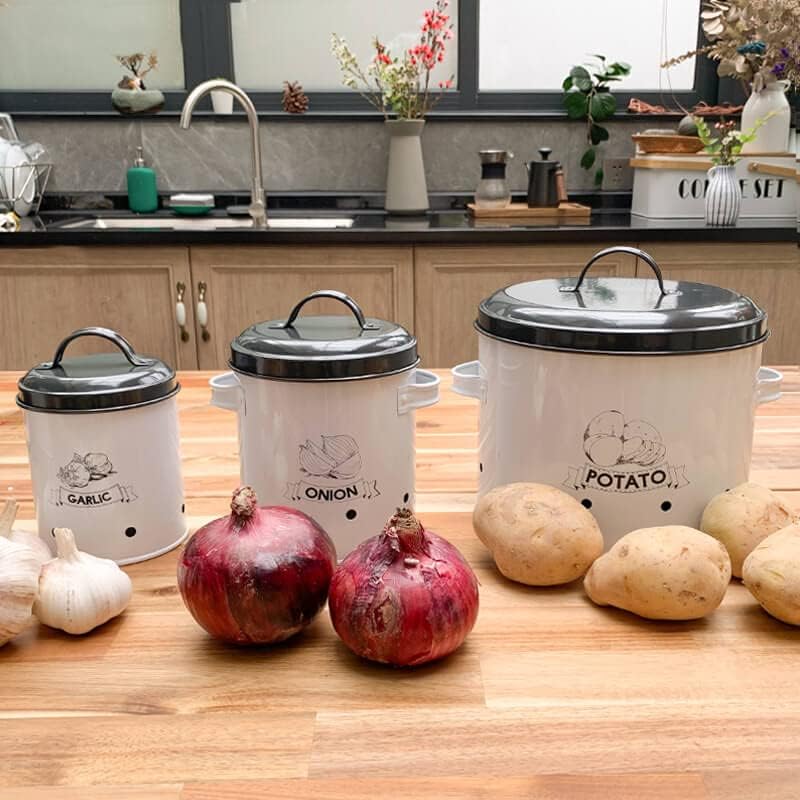 SOTECH Potato Onion Garlic Storage Bin with Lid Set of 3 Kitchen
