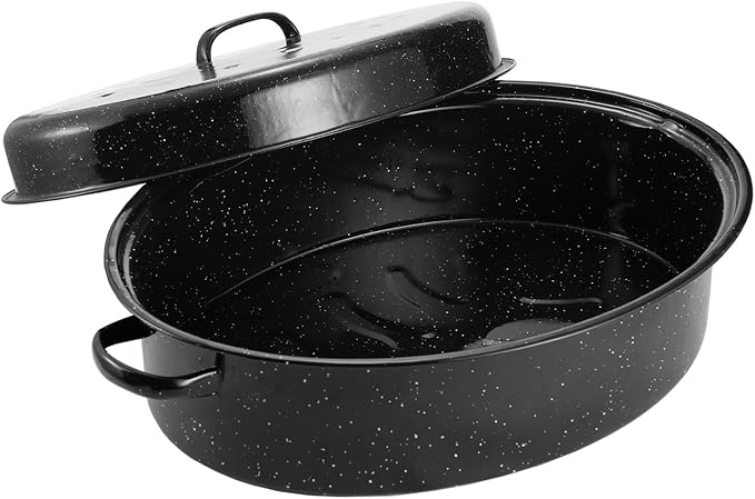 Granite Roaster Pan, 19” Enameled Roasting Pan by Kendane