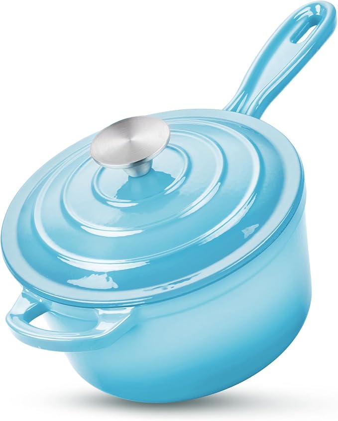 HaSteeL 2 QT Cast Iron Saucepan, Mini Enamel dutch oven by HaSteeL