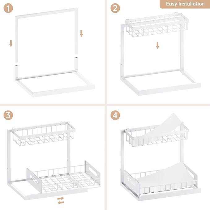 VUSIGN 2 Pack Under Sink Organizer and Storage, 2 Tier Under Cabinet Organizer - Image 6
