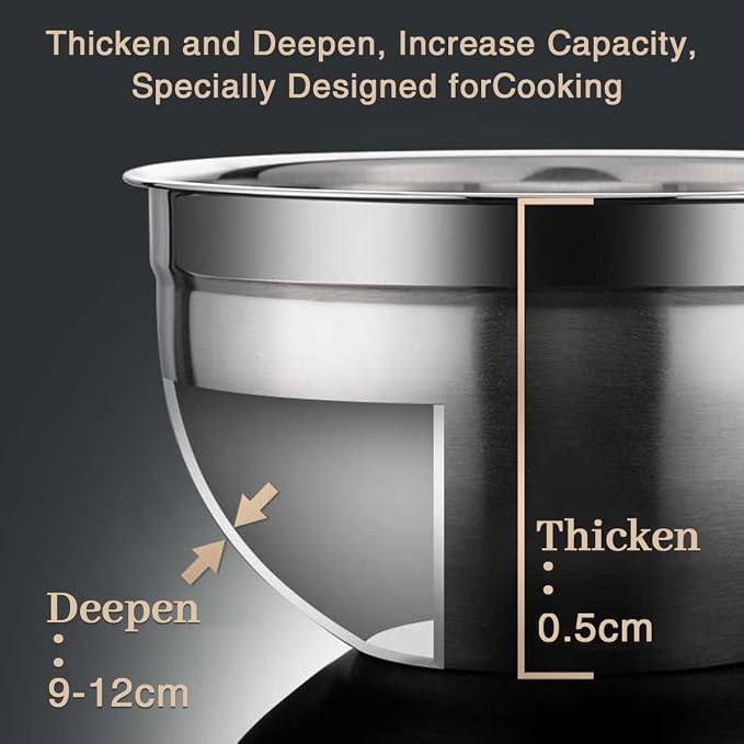 Mixing Bowls, Utensils for the Kitchen, Dishwasher Safe, 3.75L / 3.25L / 2.5L / - Image 4