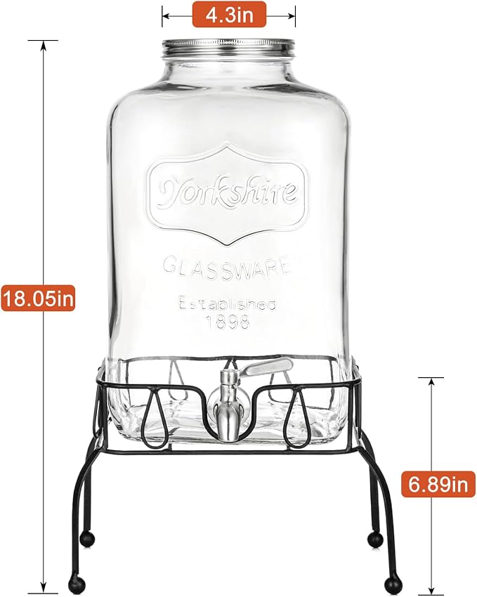 2 Gallon Glass Drink Dispenser - Image 4