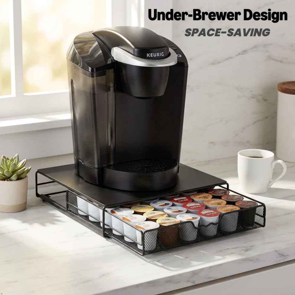 Deco Brothers K-Cup Holder Drawer for 36 Coffee Pods Storage, Black