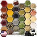 30 Set Hexagon Glass Magnetic Spice Jars for Refrigerator