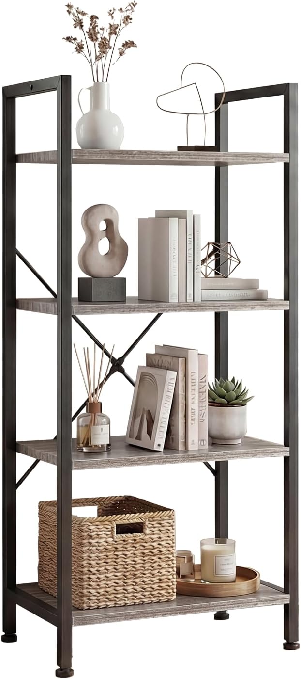 DUMOS 4 Tiers Bookshelf, Classical Book Shelf, Tall Display Shelves in Living by DumosLifestyle