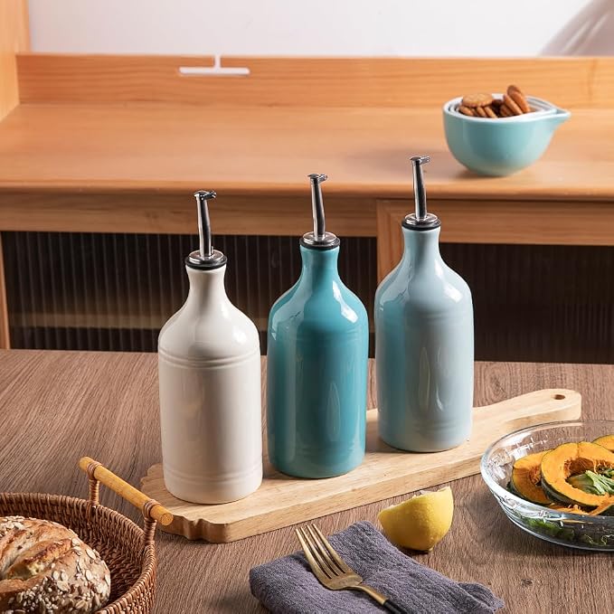 Sweejar Ceramic Olive Oil Dispenser Bottle, Opaque Oil Cruet Protects to Reduce - Image 7