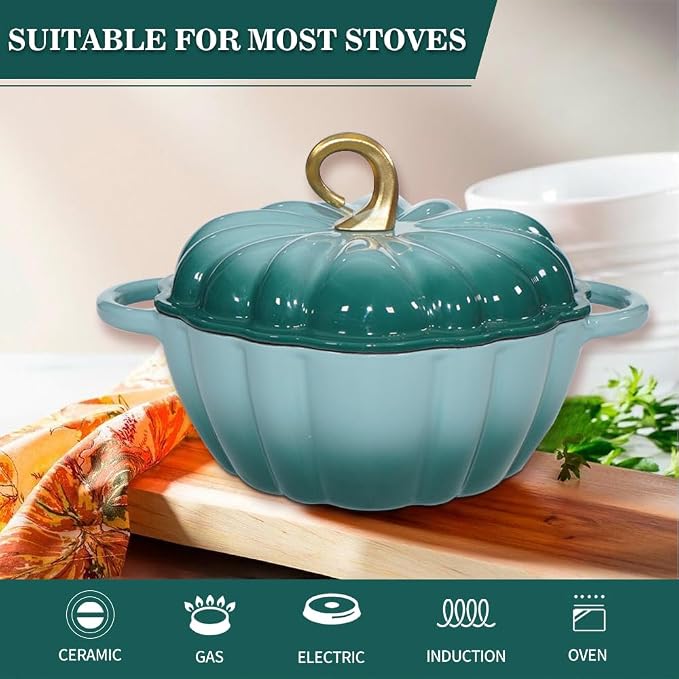 Pumpkin Enameled Cast Iron Dutch Oven - Image 6