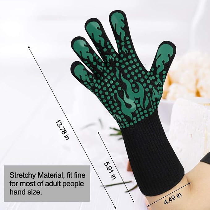 Comsmart BBQ Gloves, 1472 Degree F Heat Resistant Grilling Gloves Silicone - Image 3