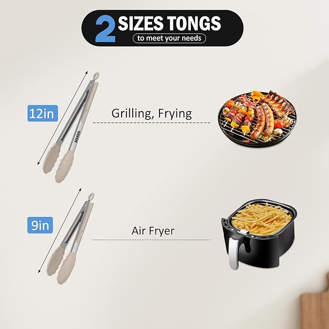 Tongs for Cooking, 600ºF High Heat-Resistant Stainless Steel Kitchen Tongs - Image 2