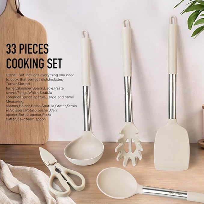 Kitchen Utensils Set-Silicone Cooking Utensils-33pcs Non-Stick Silicone Cooking - Image 4