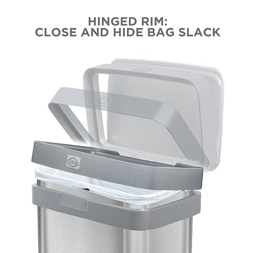 Clorox 13 Gallon Trash Can - 50L Kitchen Trash Can - Rectangular Stainless - Image 3