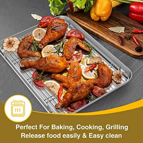 Wildone Baking Sheet with Rack Set (3 Pans + 3 Racks), Stainless Steel