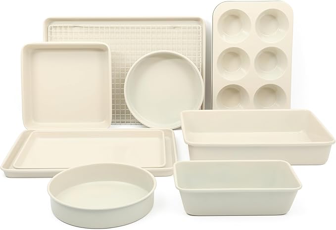 Martha Stewart Gallen 10 Piece Baking Pans Ceramic PFA Free Non Toxic Non Stick by MarthaStewart