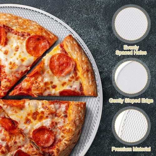 Nuogo 5 Pcs 16 Inch Aluminum Mesh Pizza Screens with Holes, Round