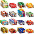 Munfix Set Of 16 Refrigerator Organizer Bins - Plastic Pantry Organization and Storage Baskets - Stackable Food Fridge Organizers with Cutout Handles for Freezer, Kitchen, Countertops, Cabinets