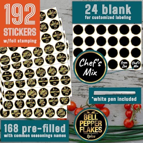 12-pack 6oz Metal Seasoning Containers with Adjustable Lid -192 Labels