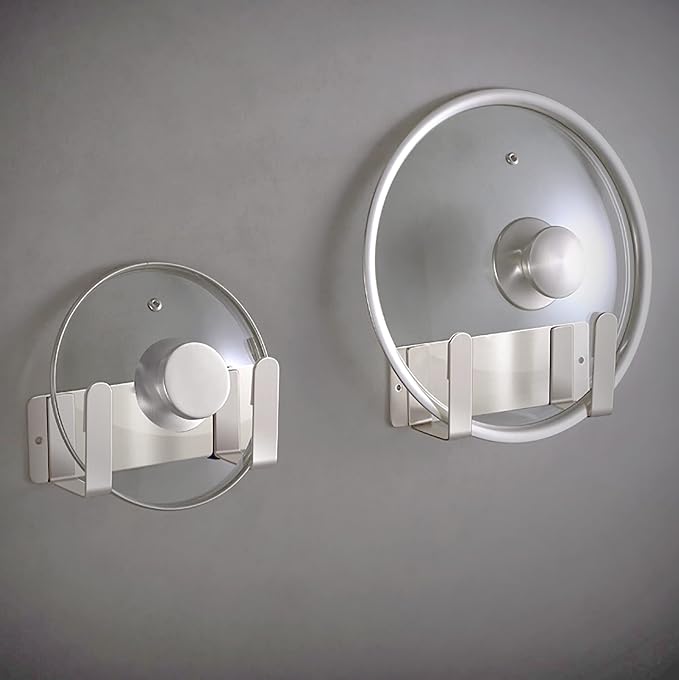 Pot Lid Rack, Wall Mounted 304 Stainless Steel Pan Lid Organizer Holder - Image 7