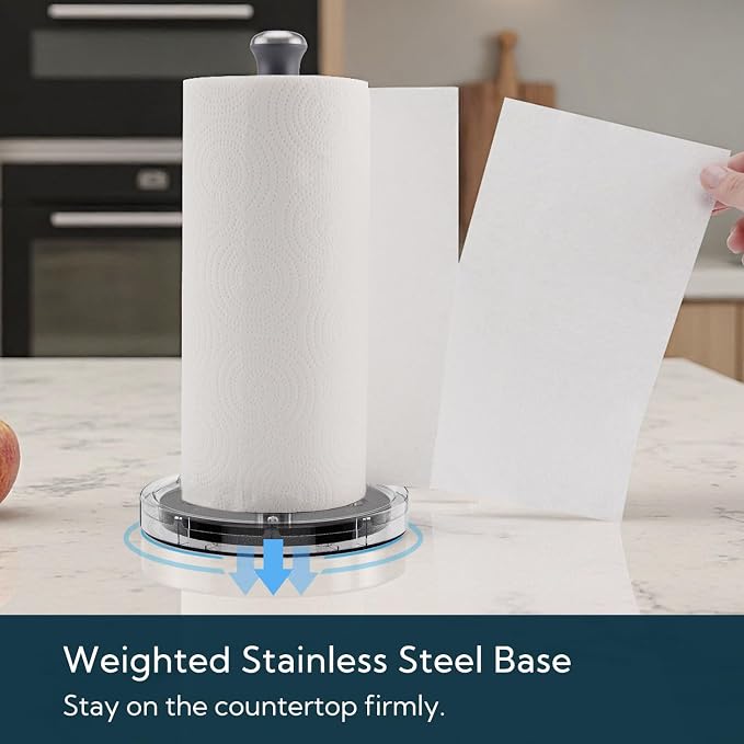 KITCHENDAO One-Handed Countertop Paper Towel Holder, Rotation Freestanding - Image 5