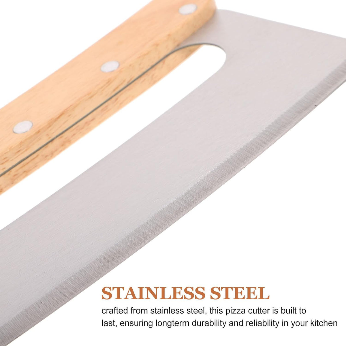 Pizza Rocker Cutter Semicircular Blade with Wooden Handle Stainless