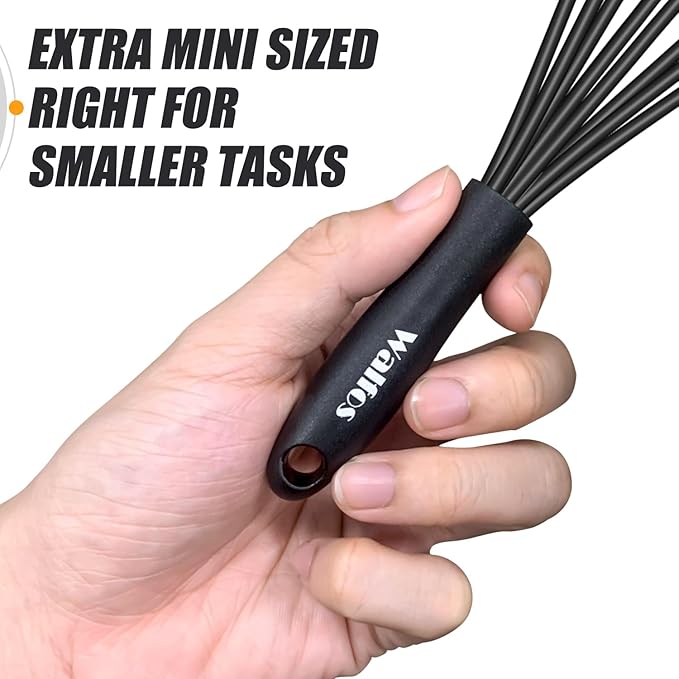 Walfos Whisk 5+7in/12cm+17cm Mini Whisk, Silicone Whisks Non Scratch Heat - Image 4
