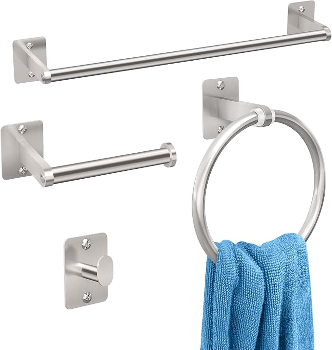 KLJKPA Brushed Nickel Bathroom Accessories Set, 4 Pieces Bathroom Hardware Set by KLJKPA