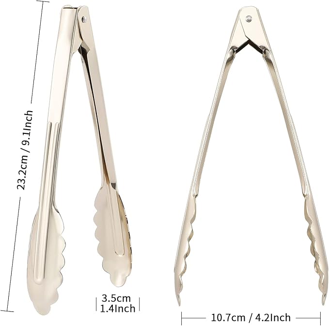 MSY BIGSUNNY 9 Inch Food Tongs for Cooking and Serving- Aluminum Kitchen Utensil - Image 2