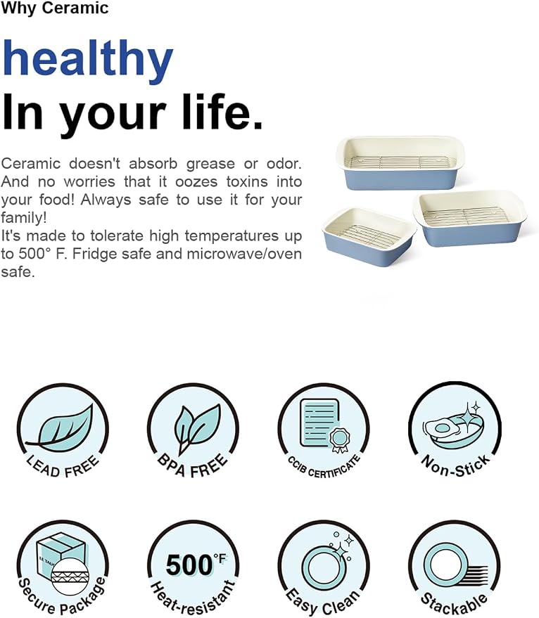 LE TAUCI Deep Casserole Dishes for Oven, 13.7”x9.6” Ceramic Baking Dish Set - Image 9