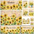 Fanfanwin 13 Pcs Sunflower Kitchen Set 3 Kitchen Curtains Valance 2