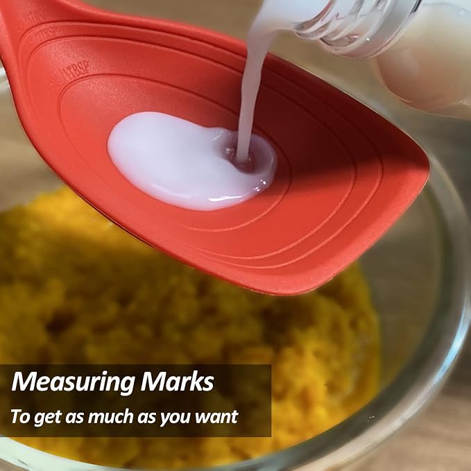 2 Pack Large Silicone Cooking Spoon, Non-Stick Slotted and Solid Spoon set - Image 5