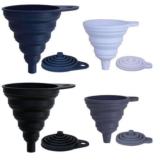 KongNai Funnels for Kitchen Use Set of 4, Silicone Collapsible Funnels for by KongNai