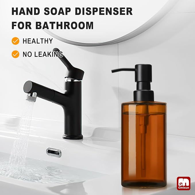GMISUN Amber Glass Soap Dispenser, Hand Soap Dispenser - Image 5