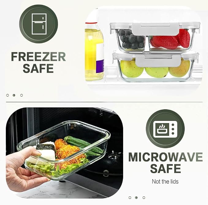 KOMUEE 10 Packs 30 oz Glass Meal Prep Containers, Glass Food Storage Containers - Image 3