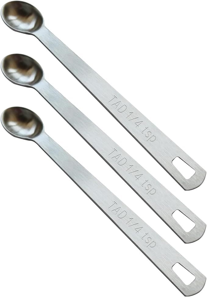 3PCS 1/4 Teaspoon Single Tiny Measuring Spoon, Small Individual Stainless Steel by BERYLER
