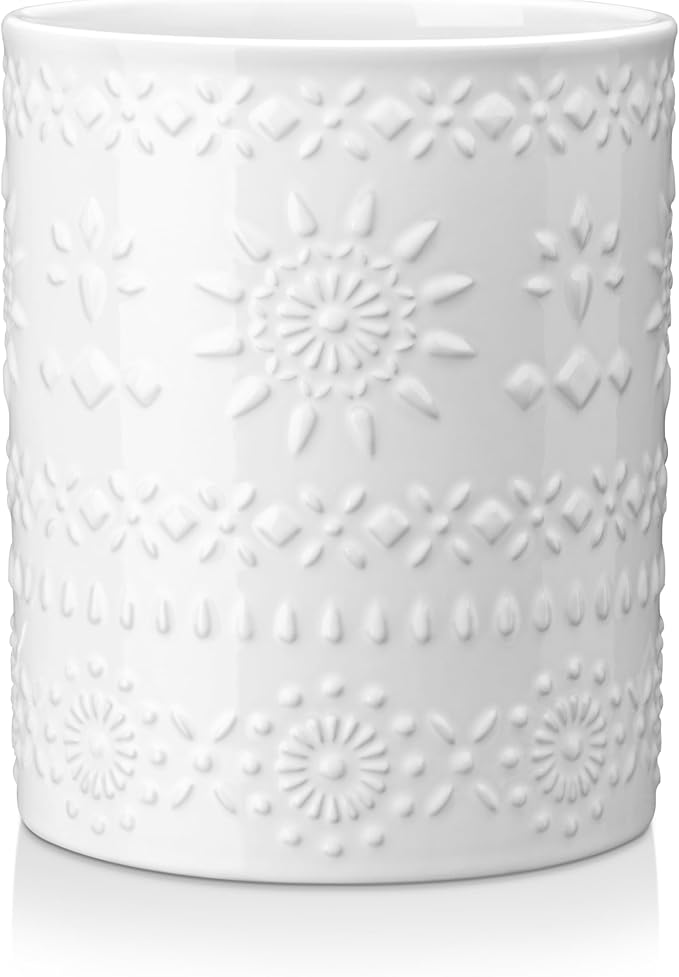 LOVECASA Extra Large Kitchen Utensil Holder, 7.2" Ceramic Farmhous Utensil by LOVECASA