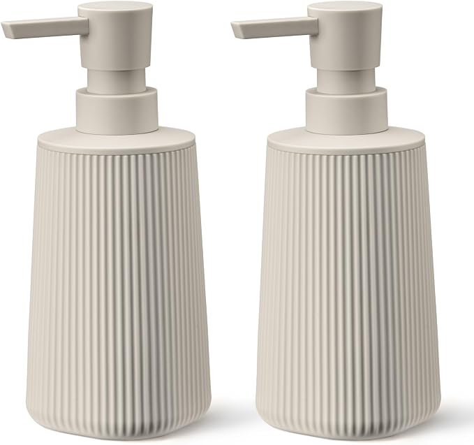 Beige 2 Pack Hand Soap Dispensers Set by zuxzmj