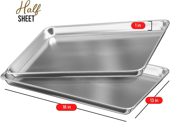 Eatex Aluminum Baking Sheet Set, 12 Pack Cookie Sheet Set, 18” x 13” Steel - Image 2