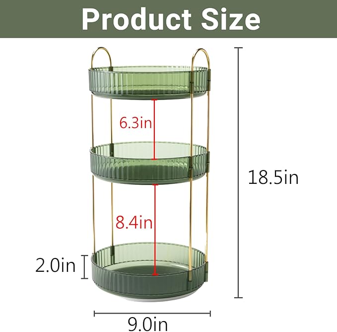 Asayuee 360 Rotating Perfume Organizer, 3 Tier Large Capacity Make Up - Image 2