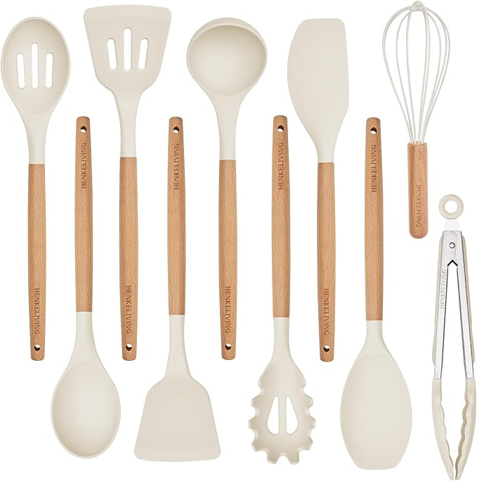 Silicone 10 Pcs Kitchen Cooking Utensils Set, Recycled Materials Certification by Unknown