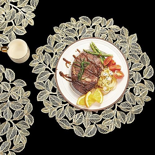 Leaf Gold Placemats Bulk Pressed Vinyl Place mats Washable and