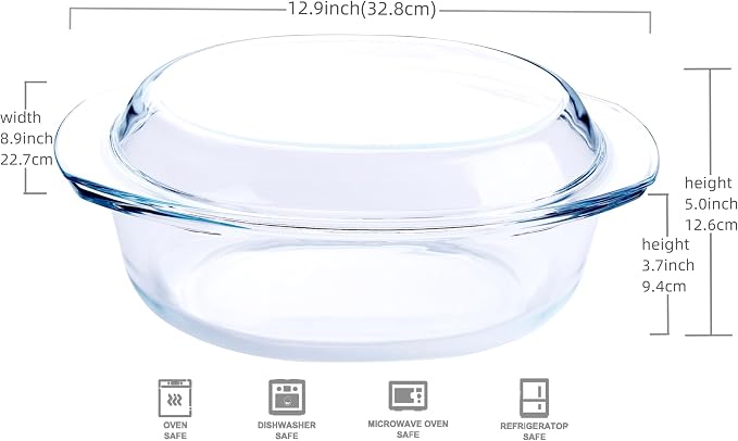 Oval Tempered Glass Casserole Dish, Tough Glass Casserole Baking Dish - Image 2