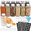 AOZITA 14 Pcs Glass Spice Jars with Spice Labels - 8oz Empty Square