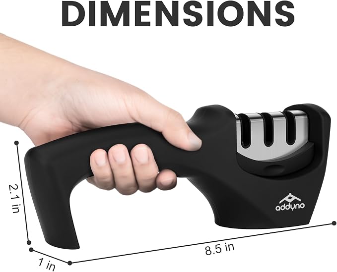 Knife Sharpener with Angle Guide, Adjustable Edge, 3-Stage Coarse–Sharpen–Fine - Image 2