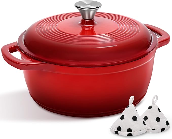 Enameled Cast Iron Dutch Oven Pot by AIVIKI