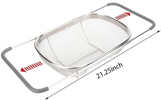AJIODA Over The Sink Colander, 6 Quarts Stainless Steel Oval Colander - Image 2