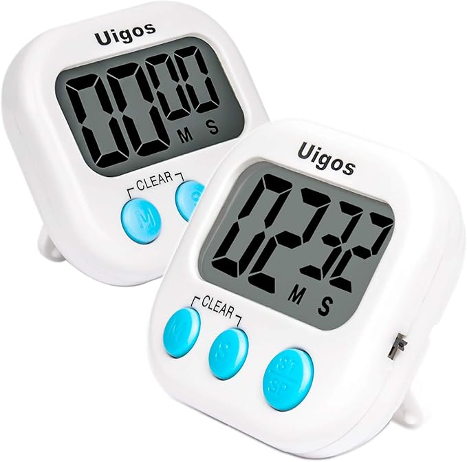 Uigos 2 Pack Digital Kitchen Timer II 2.0, Big Digits, Loud Alarm, Magnetic by Uigos