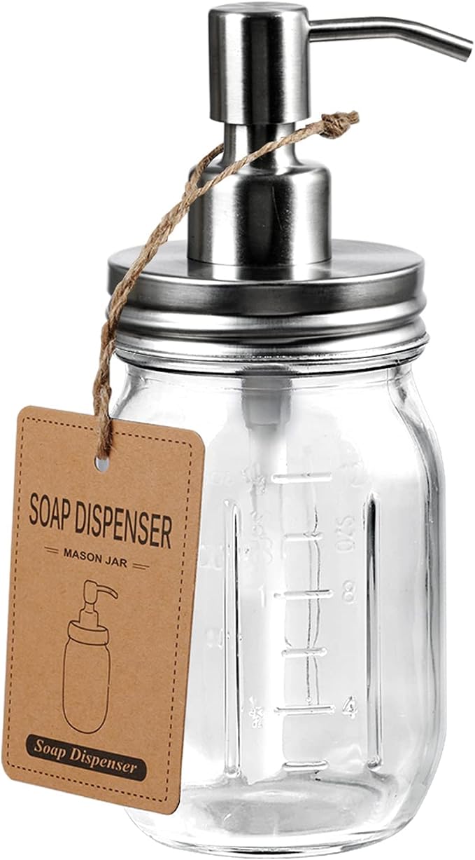 Amolliar Mason Jar Soap Dispensers, Rustproof Stainless Steel Lid &Pump by Amolliar